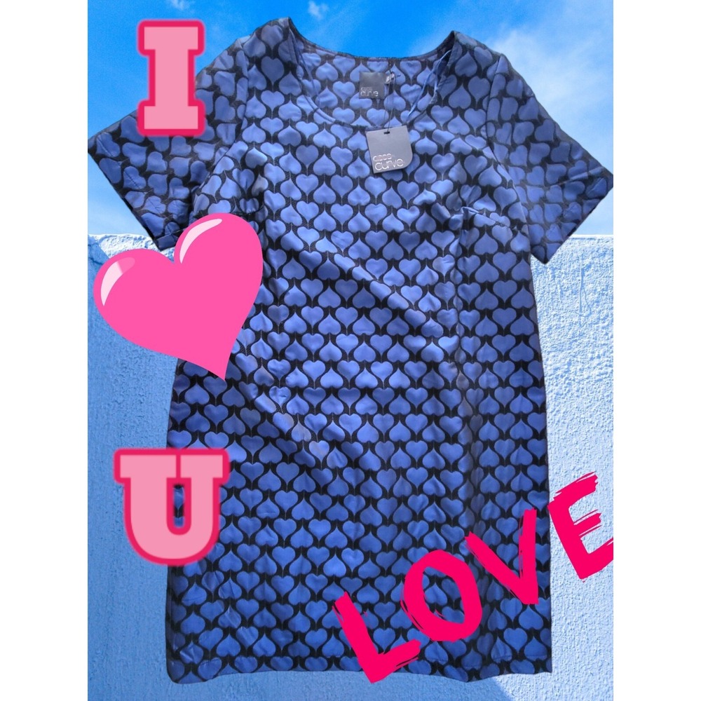 New Plus Size Asos Curve Deep Blue And Black Puffy Heart Dress 16 Plus Size
